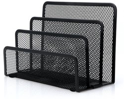 Brievenorganizer – Bureau organizer – Metalen gaasdocumenthouder – 3 vakken – Voor thuiskantoor – Zwart