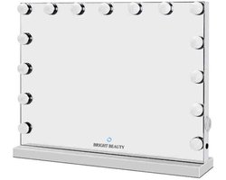 Bright Beauty Vanity hollywood make up spiegel met verlichting - 58 cm x 46 cm - zonder rand - drie lichtstanden - wit