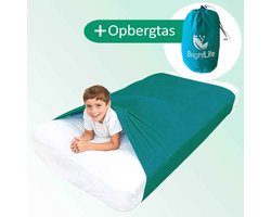 BrightLife Slaaptunnel voor Kinderen – Knuffellaken - Dekbedovertrek - Alternatief voor Verzwaringsdeken - Peuterbed - Bedtunnel - Verbetert Nachtrust - Tegen Slapeloosheid - Helpt met SPD, Angst, ADHD, Autisme - Blauw