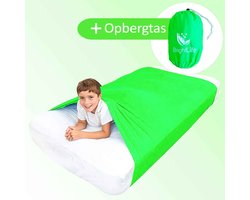 BrightLife Slaaptunnel voor Kinderen – Knuffellaken - Dekbedovertrek - Alternatief voor Verzwaringsdeken - Peuterbed - Bedtunnel - Verbetert Nachtrust - Tegen Slapeloosheid - Helpt met SPD, Angst, ADHD, Autisme - Groen