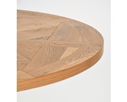 Brigueuil Eettafel – Ø125 cm – Eikenhout – Natuurlijk Eiken Tafelblad – Zwart Stalen Onderstel – Industrieel – Rond – 4 Personen – 76,5 cm Hoog