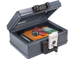 Brihard Portable Fire Chest 2013 - Brandwerende Documentenbox & Waterdichte Safe - UL 72 Gecertificeerd 30 Min - Sleutelslot - Geldkistje & Reiskluis - A5/B5 Dossiermappen - Kantoor & School Archivering - Zwart - Vuurvaste Kluis - 13FIRE2013K