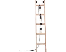 Brillant | Ladder vloerlamp 3-vlams zwart/houtkleurig | 3x A60, E27, 14W, geschikt voor normale lampen (niet meegeleverd)