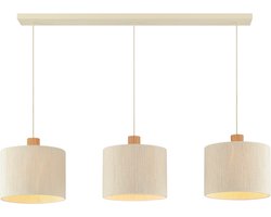 Brilliant Arlo - Hanglamp - 3-lichts - E27 - Beige/Hout