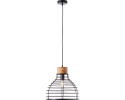 Brilliant Avia - Hanglamp - E27 max 1x40W - Zwart/Houtkleur