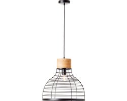 Brilliant Avia - Hanglamp - E27 max 1x40W - Zwart/Houtkleur