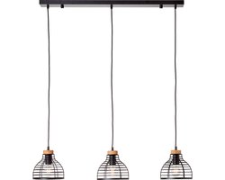 Brilliant Avia - Hanglamp - E27 max 3x40W - Zwart/Houtkleur