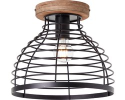 Brilliant Avia - Plafondlamp - E27 max 1x40W - Zwart/Houtkleur