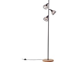 Brilliant Avia - Vloerlamp - E27 max 3x40W - Zwart/Houtkleur