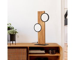 Brilliant Cheesy Lamp LED tafellamp 40cm mat zwart/bruin metaal hout 12W geïntegreerde LED