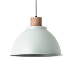 Brilliant Erena hanglamp 38cm lichtgroen metaal/hout 1x A60, E27, 60 W, geschikt voor normale lamp (niet inbegrepen)