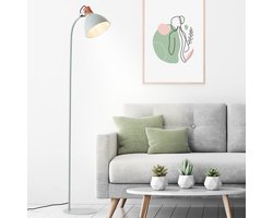 Brilliant Erena vloerlamp 1,5m lichtgroen metaal/hout voetschakelaar 1x A60, E27, 40 W, geschikt voor normale lamp (niet inbegrepen)