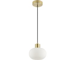 Brilliant Fanny - Hanglamp - ø 22 cm - E27 max 1x20W - Geborsteld messing/Wit