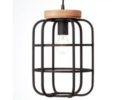 Brilliant Gwen - Hanglamp - E27 max 1x40W - Zwart/Hout