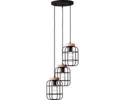 Brilliant Gwen - Hanglamp - E27 max 3x40W - Zwart/Hout