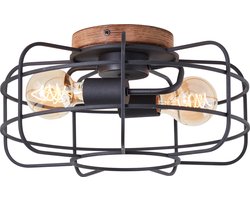 Brilliant Gwen - Plafondlamp - E27 max 2x60W - Hout/Zwart