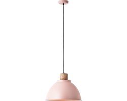 Brilliant hanglamp Erena 38cm taupe metaal/hout 1x A60, E27, 60W, geschikt voor een normale lamp (niet inbegrepen)