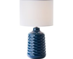 Brilliant Ilysa tafellamp 42cm blauw/wit, keramiek/metaal/textiel, 1x D45, E14, 40 W