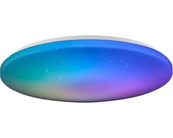 Brilliant Kieran - Plafondlamp - Ø 49cm - LED 42W - Sterrenhemel effect - CCT, 3000-6500K - Wit en RGB kleuren - Dimbaar - Wit