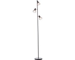 BRILLIANT lamp, Blacky vloerlamp 3-vlams zwart mat, 3x D45, E14, 25W, met voetschakelaar
