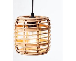 BRILLIANT lamp, Crosstown hanglamp 16cm licht hout/zwart, bamboe/metaal, 1x A60, E27, 40W, normale lampen (niet meegeleverd), A++