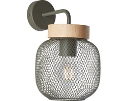 Brilliant lamp Giada wandlamp olijfgroen/hout metaal groen 1x A60, E27, 40 W