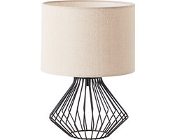 Brilliant Lamp Melfort tafellamp zwart/beige metaal/bruin kunststof 1x D45, E14, 42 W