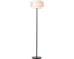 BRILLIANT lamp, Odar vloerlamp 1-vlammig zwart/beige, 1x A60, E27, 42W, met voetschakelaar