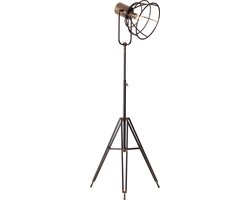 Brilliant lamp Reece vloerlamp driepoot zwart staal metaal/zwart hout 1x A60, E27, 40 W