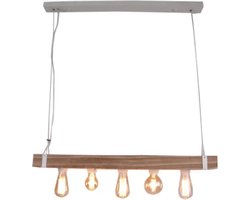 Brilliant lamp White Wood hanglamp design Woonkamer Plafondlamp - Eetkamer Plafondlamp - Plafondlamp Hout - Vintage Rechthoekige Loft Lamp - Industriële Plafondlamp, donker hout, 5 lichtsBrilliant lamp White Wood hanglamp