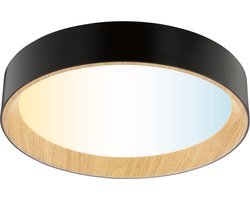 Brilliant Larios - Plafondlamp - LED 9.2W - CCT - 3000K-6500K - Dimbaar - Nachtlicht - Timer - Afstandsbediening - Hout kleur - Zwart