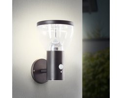 BRILLIANT LED buitenwandlamp, solar, 25 cm, 430 lm, 3000 K, roestvrij staal, zwart