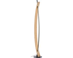 BRILLIANT LED-vloerlamp, 120 cm, 2000 lm, 3000 K, metaal/bamboe, zwart/naturel