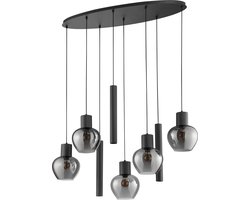 Brilliant Ligari - Hanglamp - 8-lichts - Ovaal 126 cm - E27 max 5x20W/GU10 max 3x10W - Zwart/Smoke