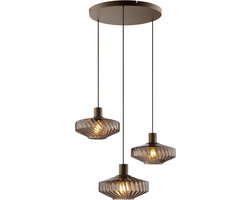 Brilliant Lyn - Hanglamp - 3-lichts - E27 - Koffie