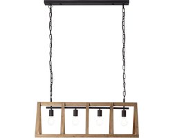 BRILLIANT Matrix Nature - Hanglamp 4 lichts - Antiek Hout - Zwart Korund - Dimbaar