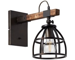 Brilliant Matrix Wood Wandlamp Staal / Hout zwart