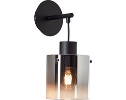 Brilliant Simonis - Wandlamp - E27 max 1x52W - Zwart/Gerookt Glas