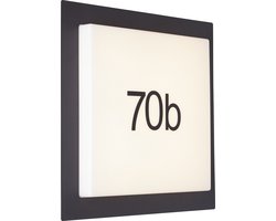 Brilliant Sten - Buiten wandlamp - Inclusief huisnummer (1-9, a-f) - LED 14W - 30 x 30 cm - 1600lm - 3000K - IP44 - Zwart/Wit