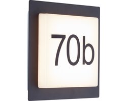 Brilliant Sten - Buiten wandlamp - Inclusief huisnummer (1-9, a-f) - LED 9W - 18 x 18 cm - 1100lm - 3000K - IP44 - Zwart/Wit
