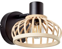Brilliant wandspot Norah hout/zwart, metaal/bamboe, 1x D45, E14, 28 W