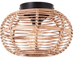 Brilliant Woodball - Plafondlamp - E27 - max 1x40W - Zwart/Rotan