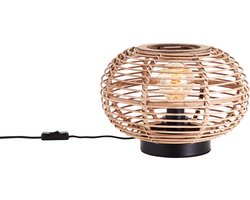 Brilliant Woodball - Tafellamp - E27 - max 1x40W - Zwart/Rotan