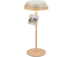 BRILONER Alusta - Tafellamp oplaadbaar - dimbaar met touchfunctie - German Design Award Winner 2026 - IP44 spatwaterdicht - warmwit licht - Ø14 x 32 cm - beige oudwit