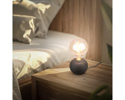 BRILONER Amba - Tafellamp Keramiek - E27 fitting tafellampje - slaapkamer lamp - Ø10cm - zwart