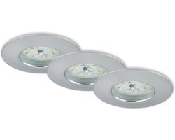 BRILONER ATTACH ONE - inbouwspots set van 3 - IP44 (badkamer) - 3 x LED / 5W 400lm - lichtkleur: warm wit - inbouwdiepte: 30mm - inbouwmaat: 60mm - product: Ø75mm - aluminiumkleurig