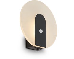 BRILONER Aurora – Wandlamp Oplaadbaar met Sensor – zonder stroom & boren – warm wit licht – zwart – zelfklevend – 15cm