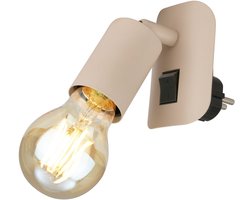BRILONER Batita – Stekkerlamp – wandlamp – E27 fitting – plug-in gebruik – met schakelaar – zwenkbaar – E27 fitting – beige - 9,5 x 6,7 x 7,8 cm
