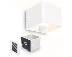 BRILONER Borra – LED Wandlamp oplaadbaar – zonder stroomaansluiting & boren – met bewegingssensor – warm wit licht – oplaadbaar – wit – 10 x 8 x 10 cm