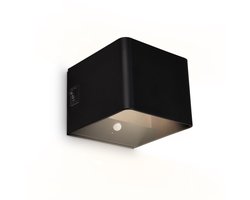 BRILONER Borra – LED Wandlamp oplaadbaar – zonder stroomaansluiting & boren – met bewegingssensor – warm wit licht – oplaadbaar – zwart – 10 x 8 x 10 cm